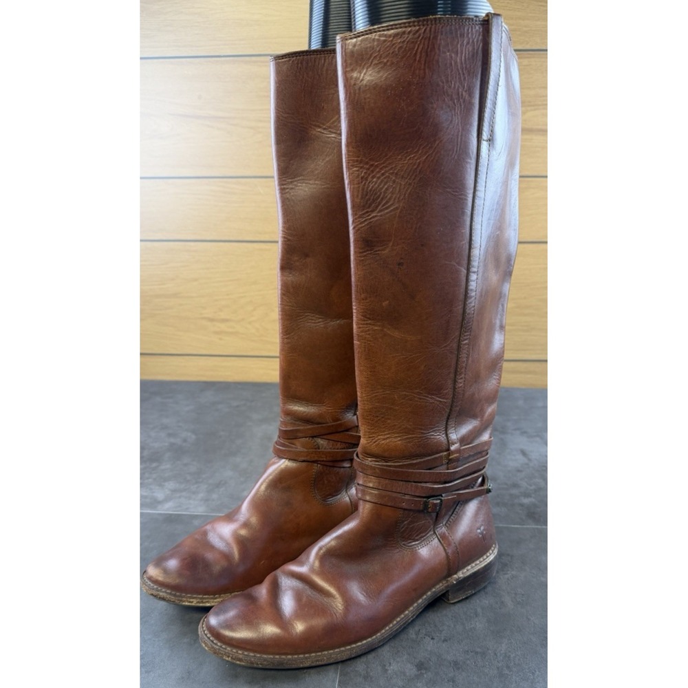 Frye 77752 Women's 9B Tall Distressed Brown Leather Riding Harness Boot Mexico